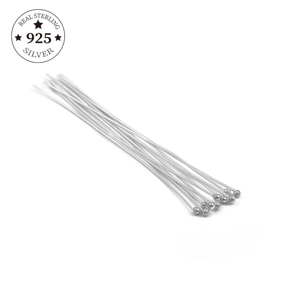 925 Sterling Zilver Bevindingen Metalen Nietstiften 15 20 25 30 35 40 50 Mm Head Pins Voor Diy sieraden Maken Bevindingen Supplies