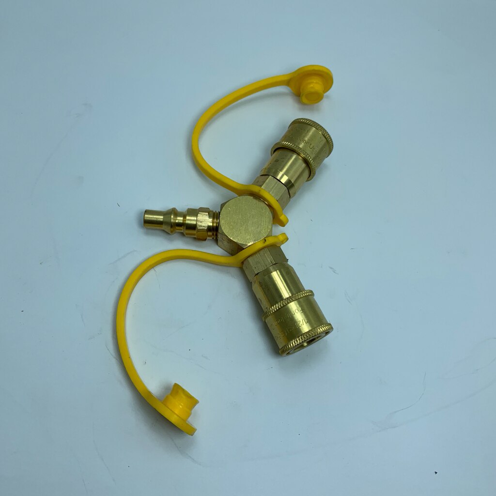 Solid Brass 1/4 inch Propane Y Splitter Quick Connect Adapter Fitting Connector