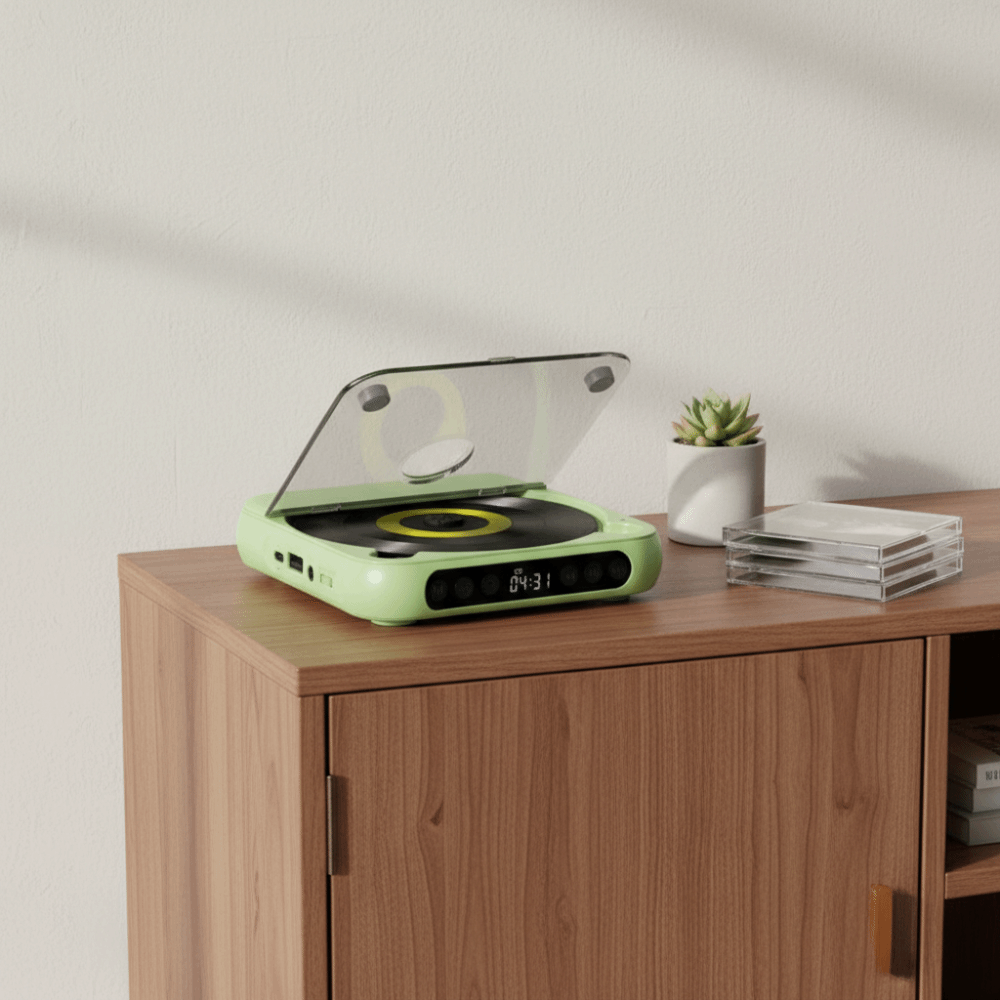 Dustproof Cover CD Player A-B Repeat Timer 6 Modes Portable Music Player LED Screen FM Radio Bluetooth Music Player
