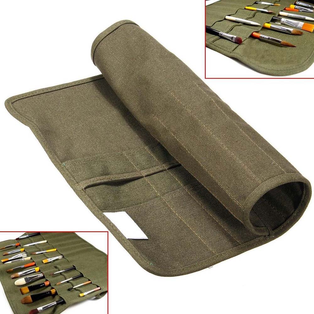 Roll up canvas kosmetiske makeup børster opbevaringstasker imiteret papirvarer rullet indsamlingstaske arrangør emballage