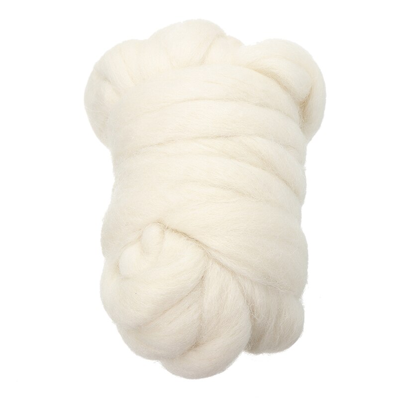 Cream White Needle Felting Wool 100% Shetland Natural Roving Wool Fibre for DIY Doll Needlework Handcraft Decor 100g