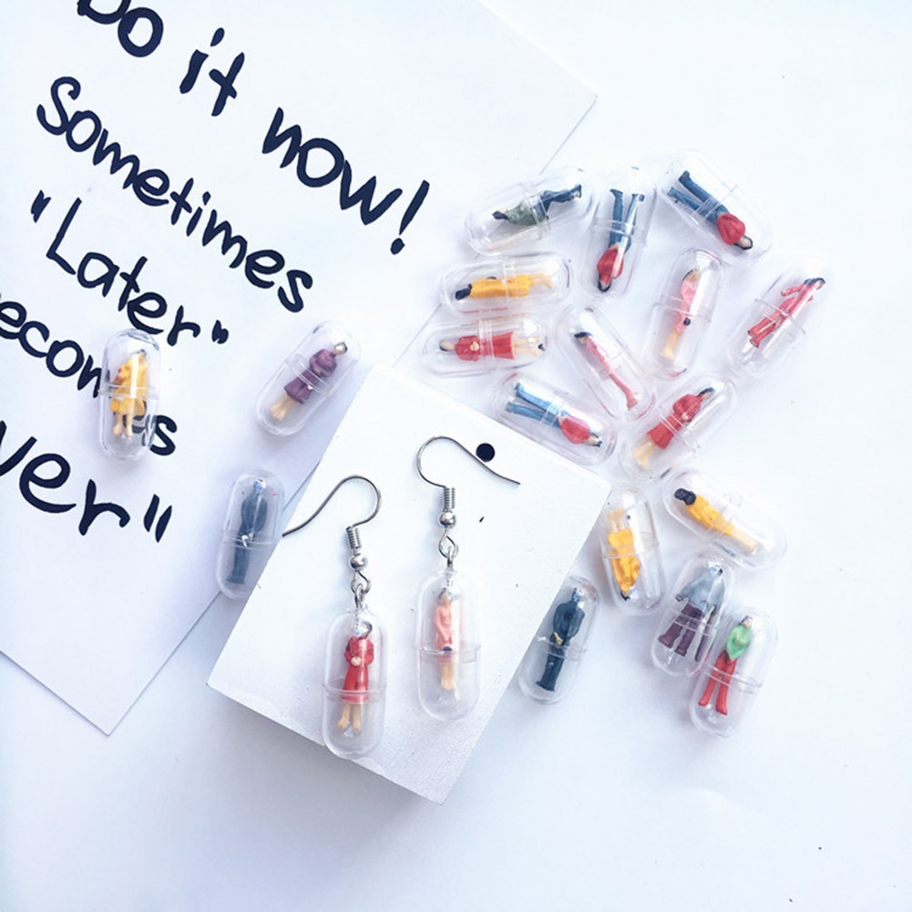 Hand Made Funny Earrings Random Capsules Villain Earrings Funny Cartoon Translucent Ear Clips Student Earrings