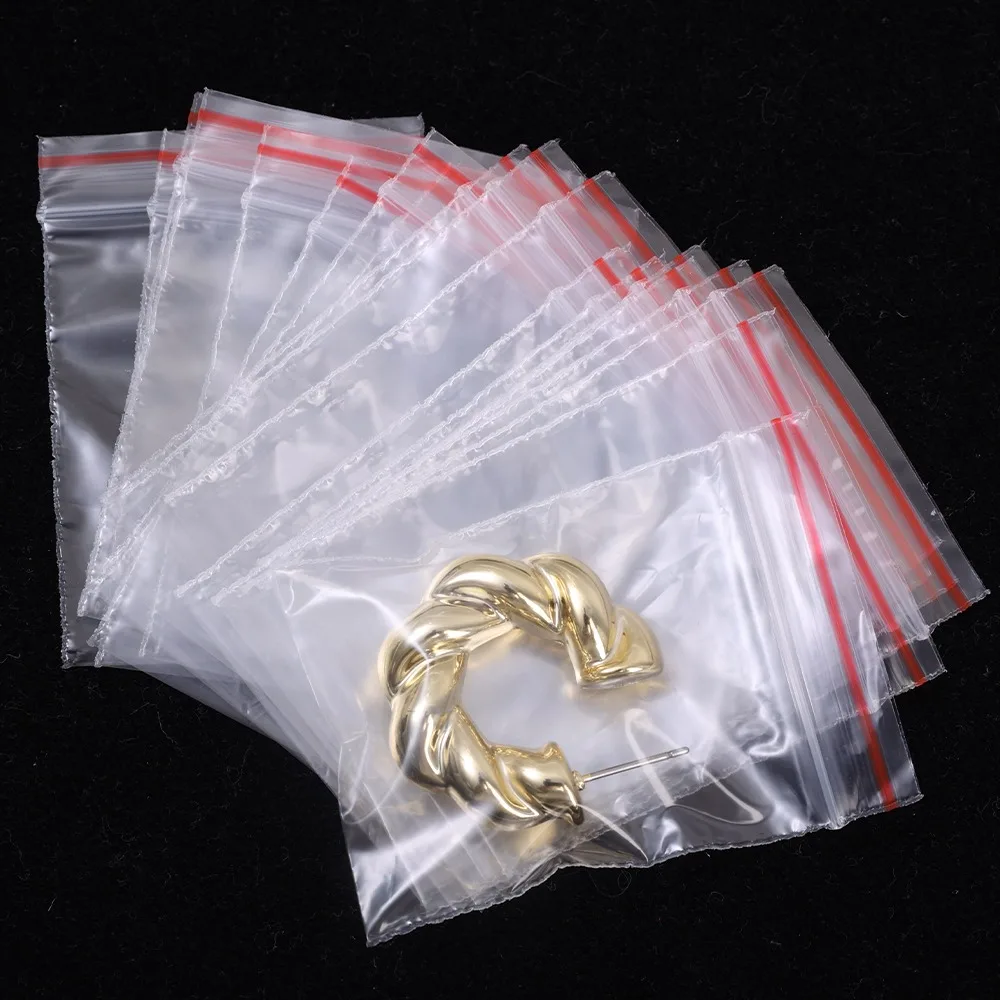 200/100Pcs Multi-Size Object Storage Bag Food Sealing Bag Resealable Transparent Plastic Bag Reclosable Vacuum Fresh Organizer