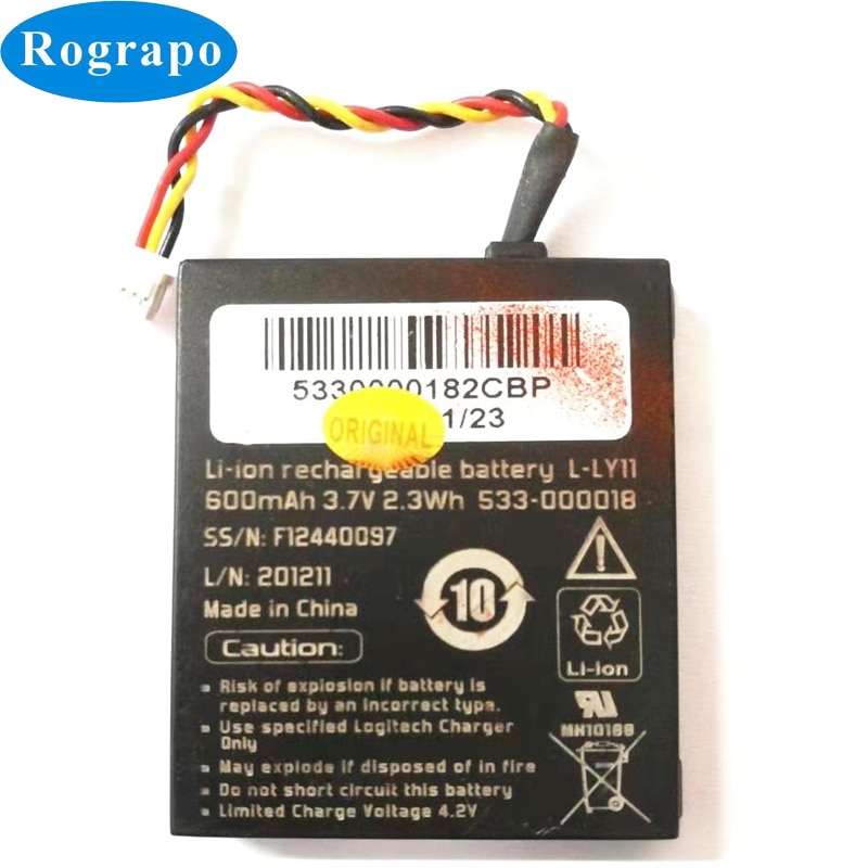 Novo 600 mah f12440097 bateria de substituição para logitech g930/gaming headset g930 mx revolução L-LY11 baterias acumulador
