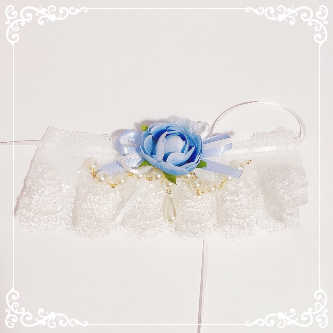 Lolita-accesorios para el cabello de color azul claro, accesorios para el cabello, diadema, flor, tocado gótico , flor azul cielo, boda: Hand sleeve pair