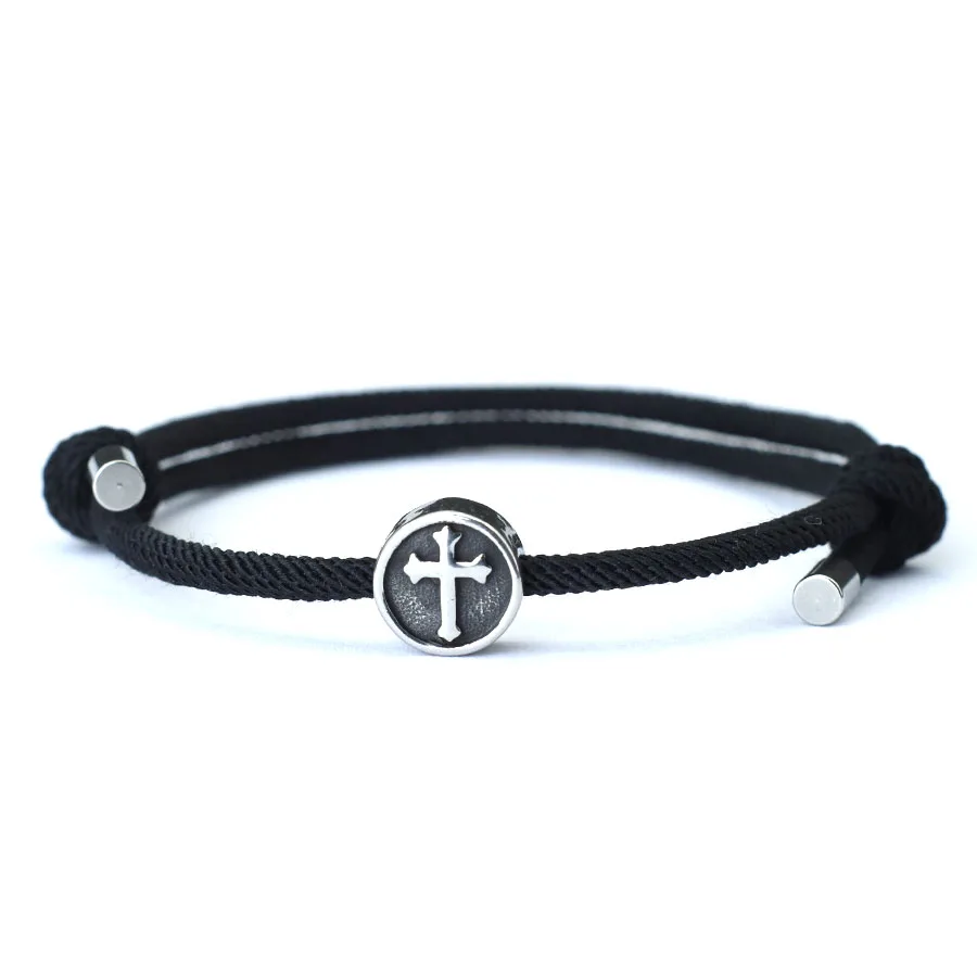 Kruis Armband Voor Heren Handgemaakte Verstelbare 3Mm Dunne String Braslet Unfading Viking Braclet Accessoires Hombre Armband Herren: Donkergroen