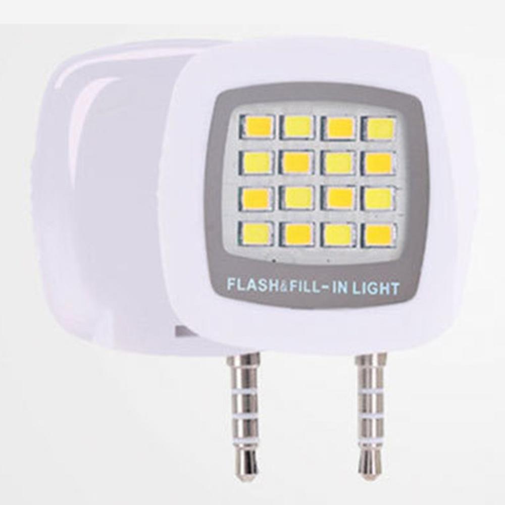 16 stücke LED Mini Flash Füllen Licht Für Handy Selfie Helligkeit Fotografie Lampe 3,5mm Helle LED Video Licht lampe: WHITE