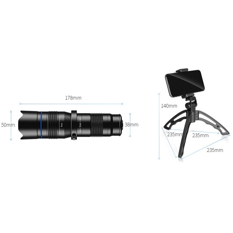 APEXEL HD 20-40X lente de la cámara del teléfono telescopio lente telefoto Zoom Monocular + trípode para todos los teléfonos inteligentes