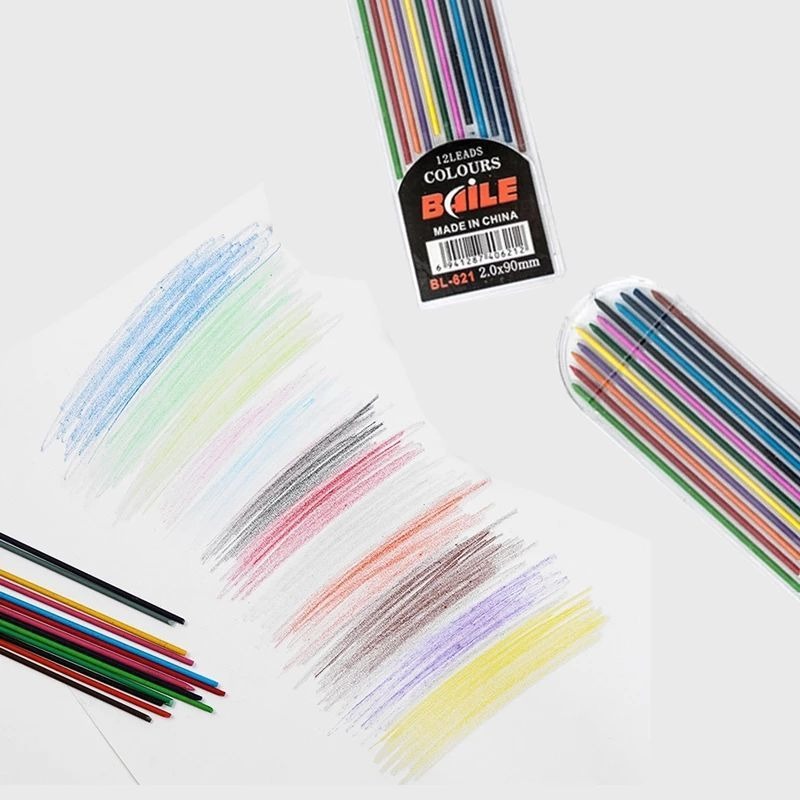 2,0 mm Druckbleistift-Set 2B, automatische Bleistifte mit farbigen/schwarzen Minenminen für Entwurfszeichnungen, Schreiben, Basteln, Kunstskizzen