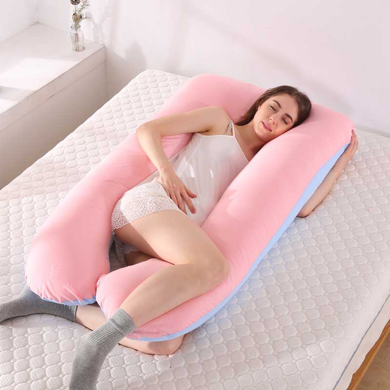 Oreiller pour femme enceinte, enveloppements complets, protection du ventre, coussin de soutien détachable pour maternité, jambes, coussin de puberté: pink blue