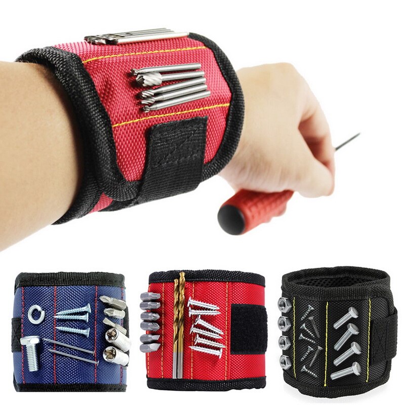 1 st magnetiskt armband handinpackning verktygspåse justerbar elektriker handledsskruvar naglar borrhållare bälte armband för hemreparation