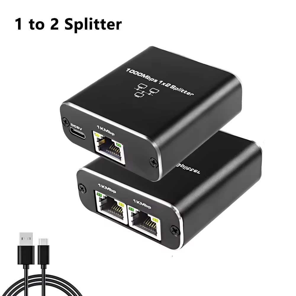Kebidumei Gigabit Ethernet Splitter 1 a 2/3/4, 1000Mbps RJ45 LAN Internet Splitter para Hub/Switch/Router/Set-Top Box/TV Digital: Preto