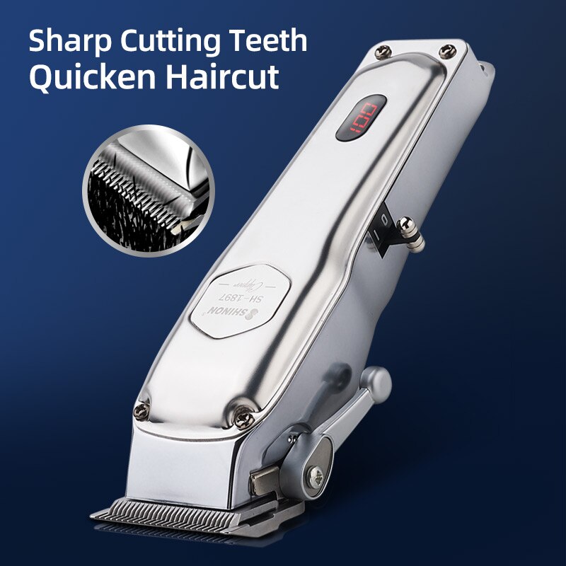 SHINON Retro Oil Head Electric Trimmer Clipper Metal Body Hair Salon Carving Gradient Fader Hair Cutter Cutting