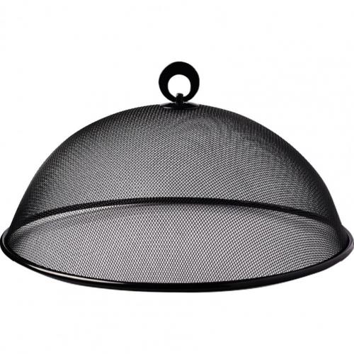 Reusable kitchen covers Food Cover with Ring Handle Fresh-Keeping Iron Table Mesh Cage Kitchen Tools kitchen accessories: Black S