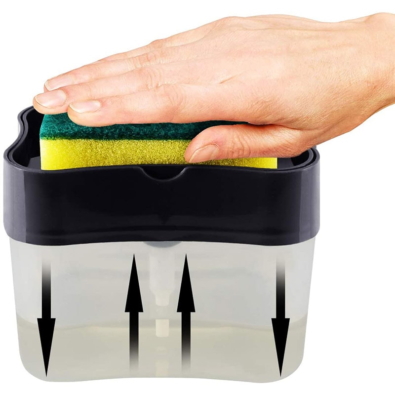 Keuken Wasmiddel Automatische Vloeibare Toevoeging Doos Druk Uit Schuursponsje Injector Afwassen Pot Borstel Zeep Loog Box Cleaner Gereedschap