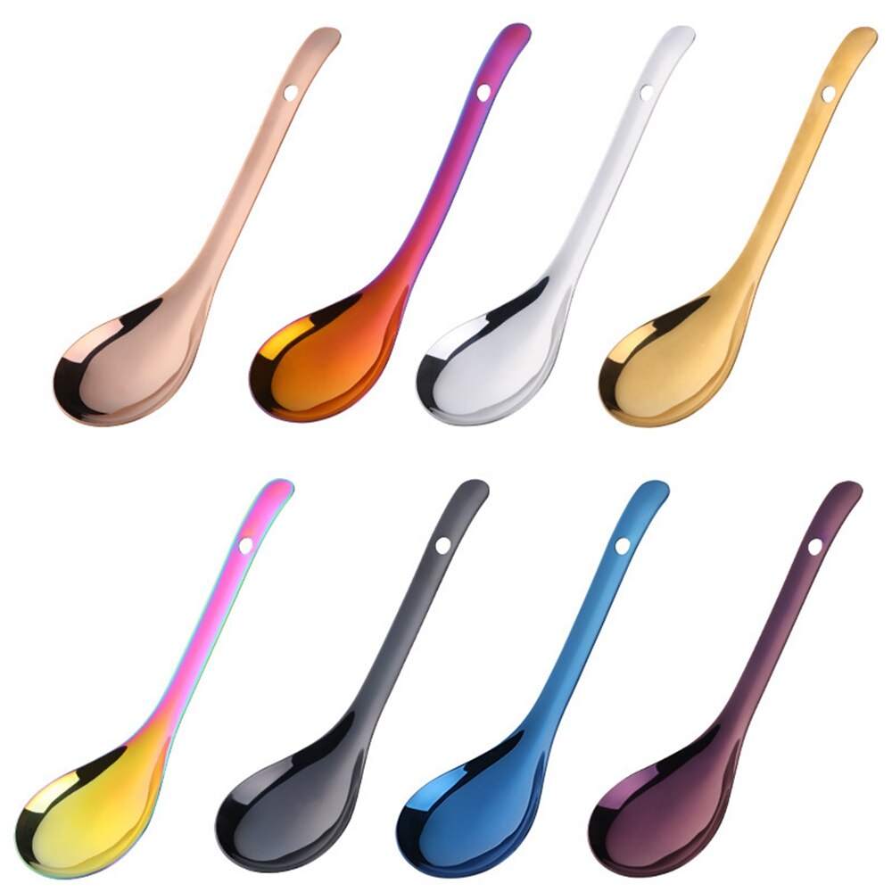Cucharón grande de acero inoxidable 304, cuchara para servir arroz, mesa de cocina dorada, utensilio de cocina