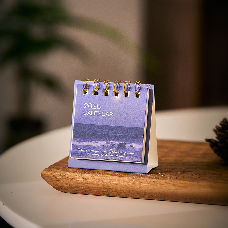 Mini Desk Calendar Dayd Starlight Series Portable Calendar Desktop Ornaments Check-In Plan Small Desk Calendar: PURPLE