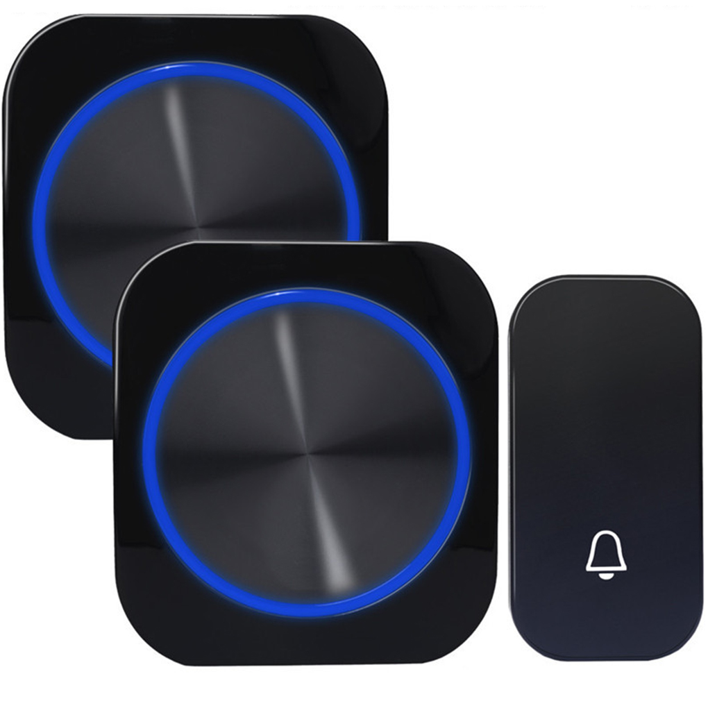 Self Powered Wireless Waterproof DoorBell Door Bell Night Light No Battery Smart Home 1/2 Button 1/2 Receiver EU Plug: Black M688-12 EU