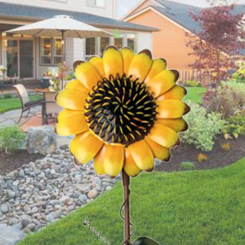 Metal Sunflower Garden Stakes American Style Plant Flower Lawn Yard Stick Outdoor Garden Landscape Decoration Craft