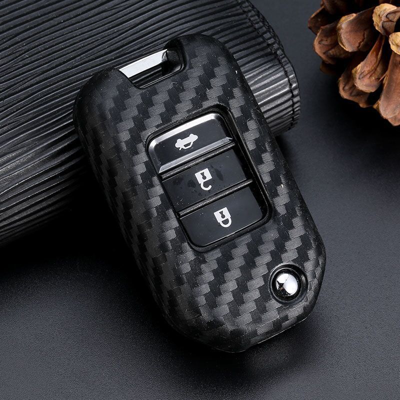 Funda de fibra de carbono para llave de coche, accesorios de llavero para Honda CRV Pilot Accord Civic City Vezel: Type A