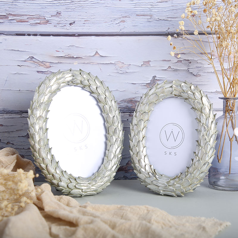 6 Inch Golden Silver Oval Photo Frame Resin Home Table Pendant Decoration Modern Simple Portrait Picture Frame