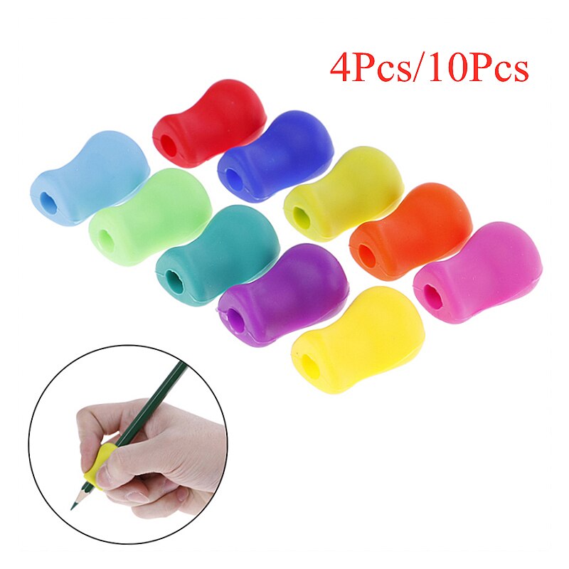 4Pcs/10Pcs Silicone Pen Grip Corrector Therapy Handwriting Aid Kids Children Student School Stationery Pen Control Right Writing