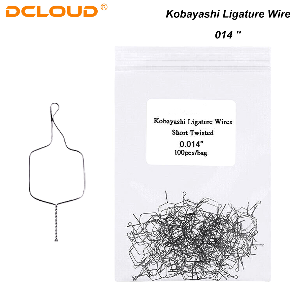 100pcs/pack Ortodoncia Dental Kobayashi Alambre Largo / Corto Ortopedia Metal Abrazadera Bracket Alambre 008/010/012/014 Material del dentista: Marrón oliva