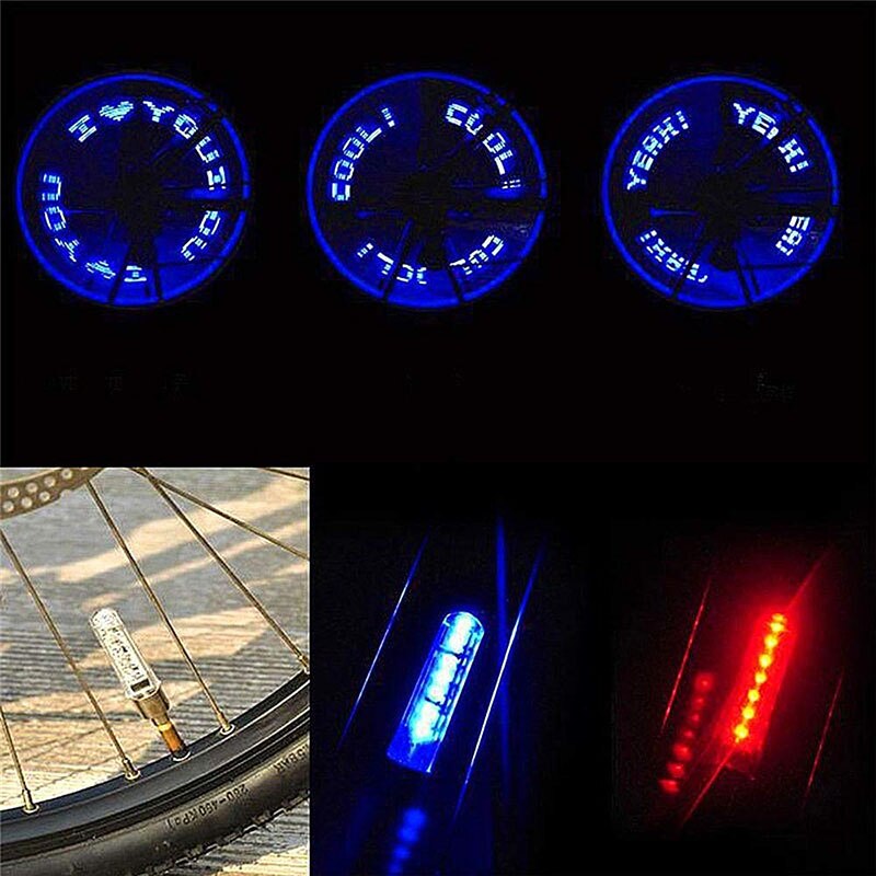 Double-side Bicycle Wheel Spoke LED Lights Lamps Cycle Tyre Tire Wheel Valve 7 LED Flash Light With Super Bright Letter LDE