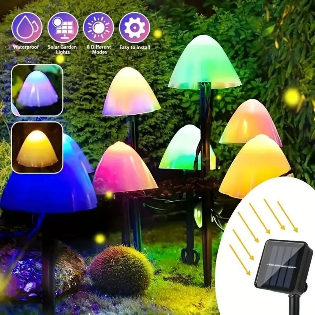 1pc Solar Small Mushroom Lights, Waterproof Solar Patio Lights, Solar Fairy Lights For Garden Yard Porch WeddingParty Decoration