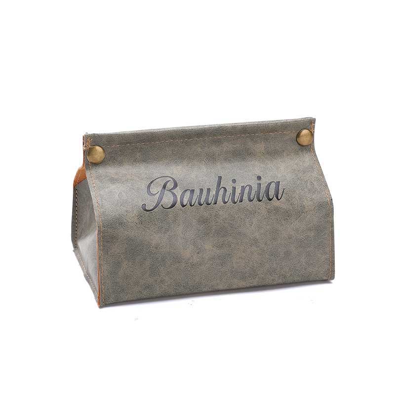 Organisateur de papier de support de stockage de serviette en cuir d'unité centrale de boîte de tissu pour le conteneur de voiture de pièce de bureau à la maison: Grey A