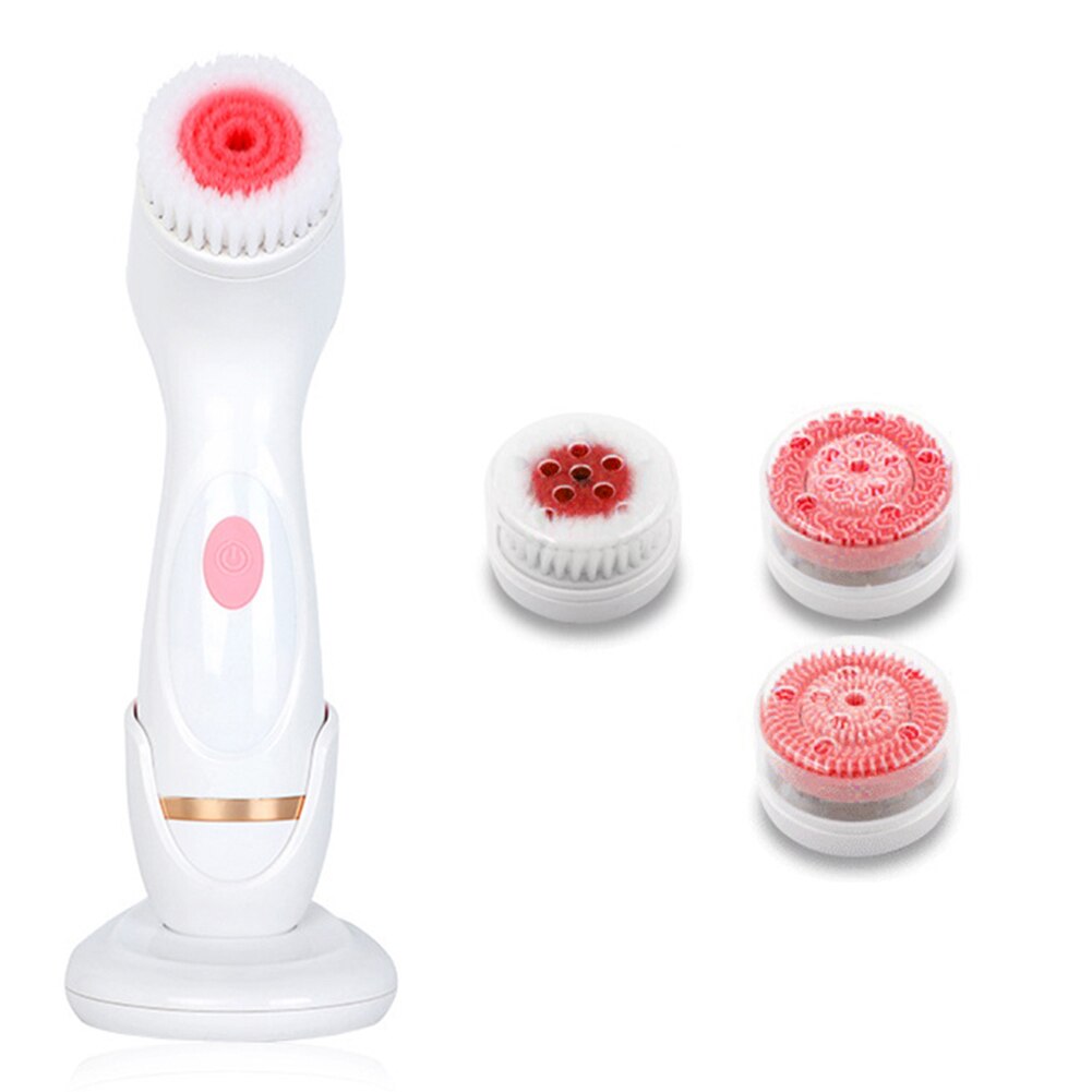 Limpiador Facial eléctrico cepillo de lavado impermeable de silicona masaje Facial limpiador de poros profundos eliminación de puntos negros lavado Facial: Rosa