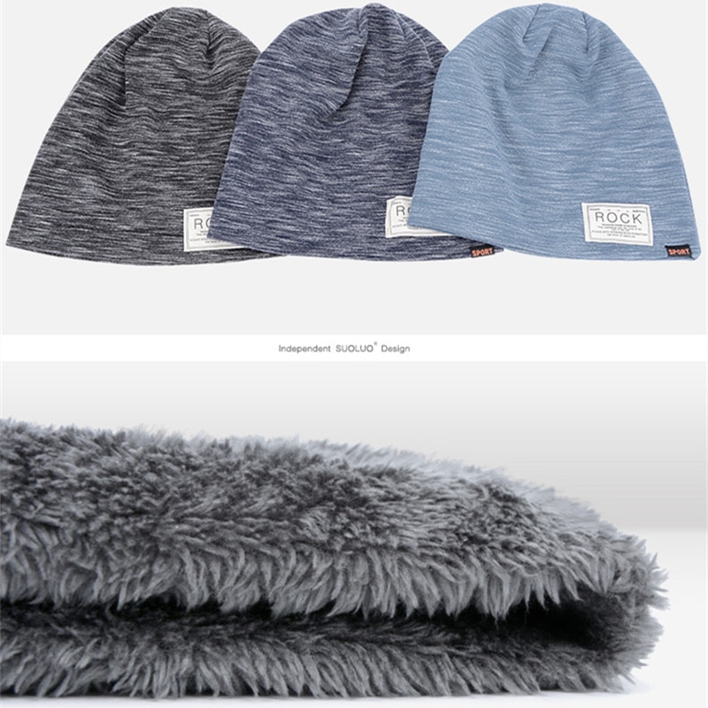 Women And Men ROCK Cloth Mark Hat Plus Cashmere Winter Hat For Women Warm Beanie 7 Colors Sports Ski Winter Caps