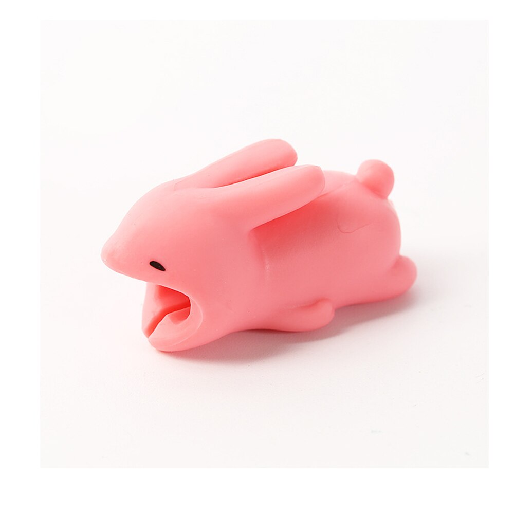 Cute Animal Bite USB Cable Protector Data Line Cord Protector Case Cable Winder Cover For iPhone X Android Charging Cable: Rabbit