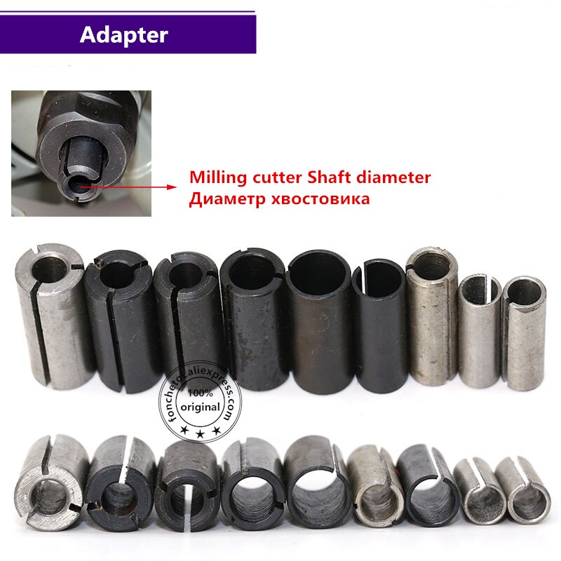 1PCS-cnc engraving machine,Trimmer,Electric wood milling machine adapter,9 models woodworking milling cutter Conversion Sleeve