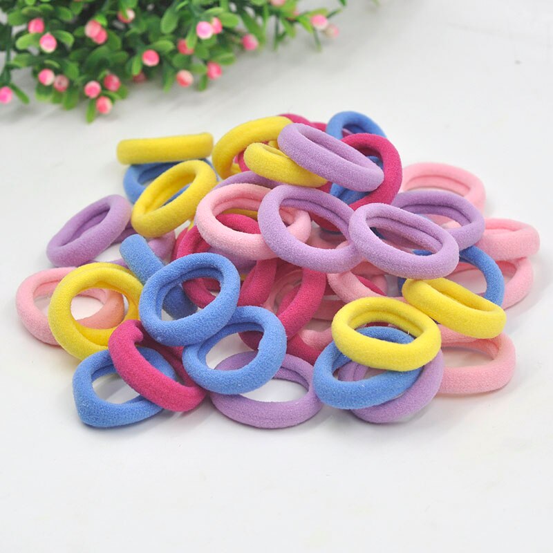 Aikelina 50 st/lot 3cm hårgummiband tillbehör liten storlek godisfärger hårresår för tjej: Blanda färger  no2