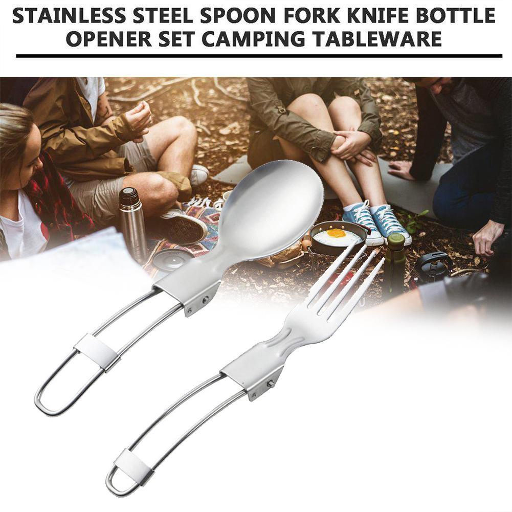 Outdoor Camping And Hiking Essential Portable Folding Utensils Fork And Eating And Spoon Cooking T5V1