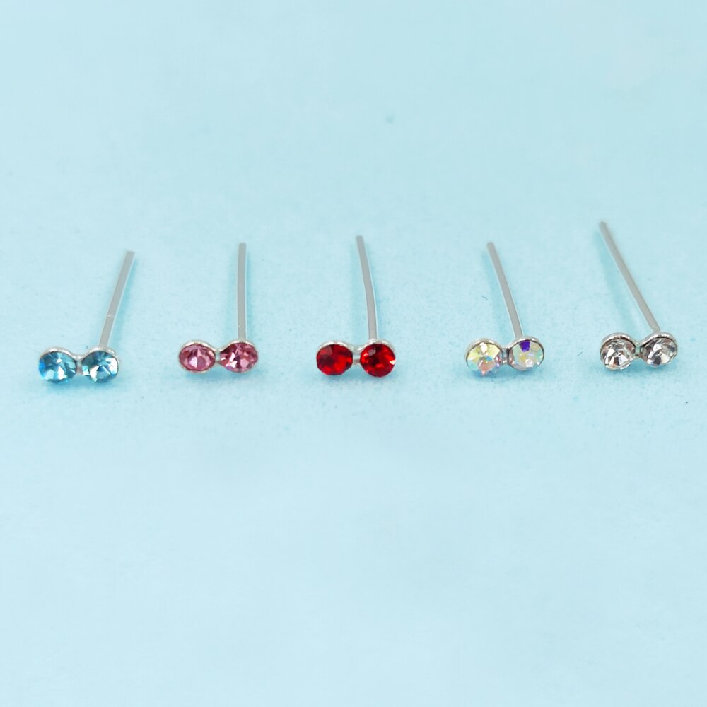 925 Sterling Zilveren Neus Pin Mix Kleur Crystal Nariz Pirercing Piercing Sieraden 20 Stks/pak