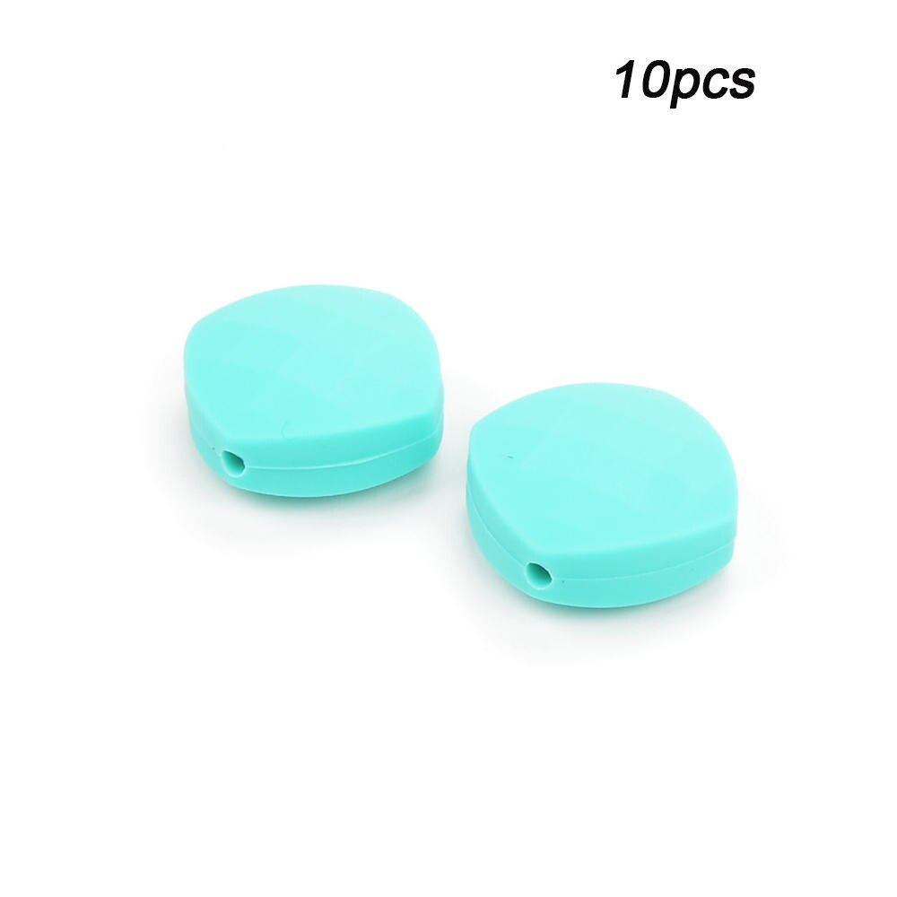 LOFCA 10 stücke Quadrate Silikon Zahnen Perlen Für Lange Silikon Halskette BPA FREI Food Grade Sicher Silikon Perlen Zahnen Spielzeug: Turquoise
