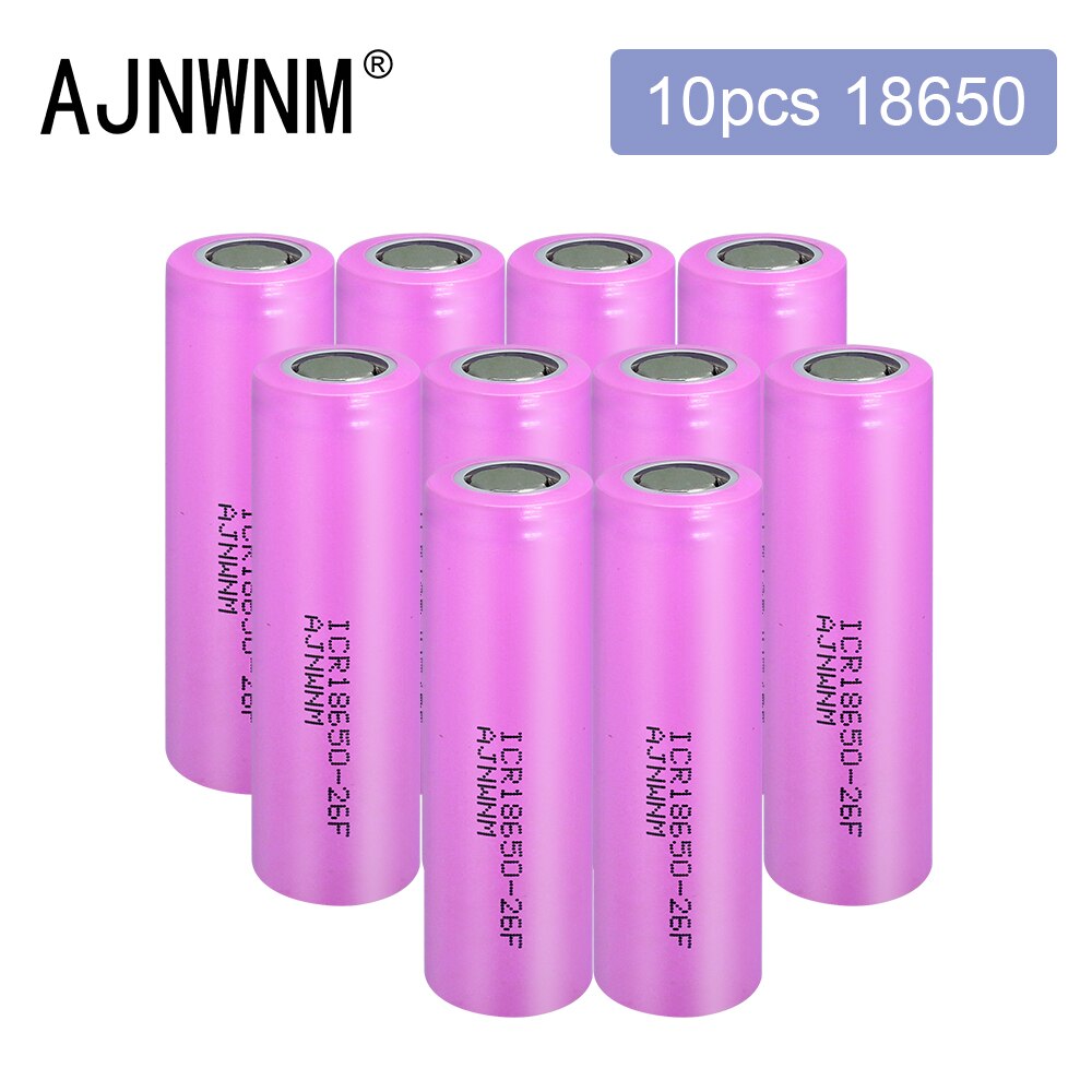 Original 18650 3.7V 2600mAh Li-Ion Batteries Rechargeable Battery ICR18650-26F Safe batteries for Industrial use: 10pcs battery