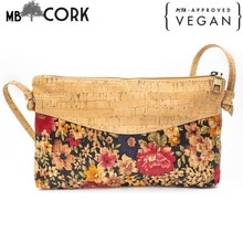 Cork bags for women Original handmade natural cork bag Botanical Flowers and rustic Crossbody bag BAG-380-C