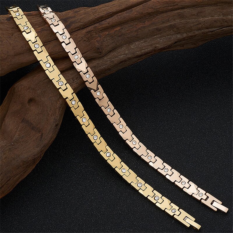 Nhgbft Vrouwen Rose Goud Kleur Tungsten Carbide Armbanden Energiebalans Gezondheidszorg Armband Minnaar Sieraden