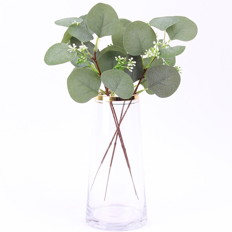 Kunstmatige Eucalyptus Bladeren Takken Groene Zijde Leaf Kunstplanten Voor Bloemen Boeketten Bruiloft Schieten Prop Greenery Decor