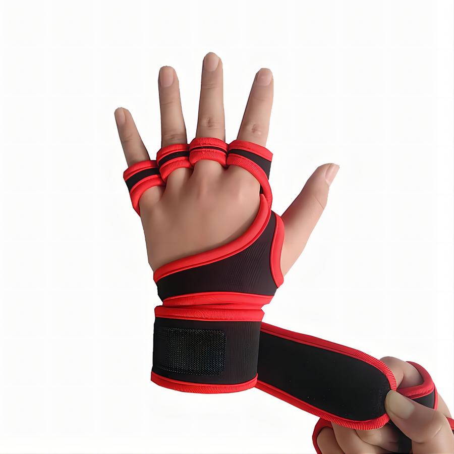 Gants d'entraînement d'haltérophilie avec protection complète de la l'hypothèse intégrée, poignée idéale pour la gym, les côtes levées, les sports d'entraînement croisés, les poignets intégrés