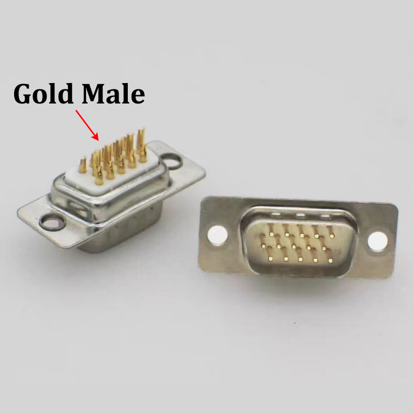Conector adaptador DB15 de enchufe de soldadura VGA, conector DB15 hembra y macho, puerto D Sub HDB15, enchufe de 3 filas y 15 pines, interfaz de vídeo de ordenador: Gris