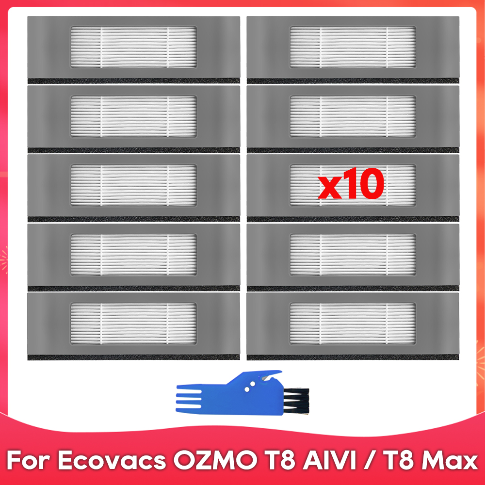 Passend für Ecovacs DEBOT OZMO T8+ / T8 AIVI / T8 Max / N8 Plus / N8 Profi Rolle Seitliche Bürste Filter Mopp Staubbeutel Zubehörteile: dunkel Grau