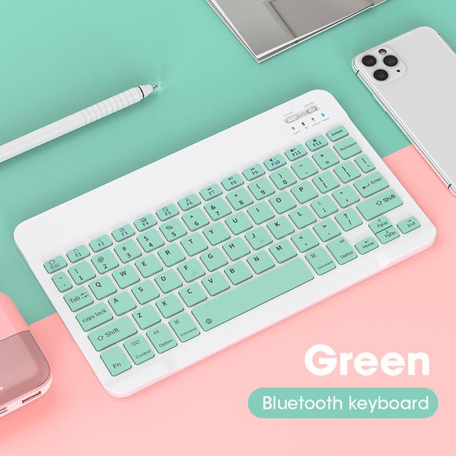 Bluetooth Keyboard For iPad Tablet Wireless Keyboard And Mouse Mini 60% Pink Keyboard Mouse Keycap Computer Office Mouse: Green Keyboard