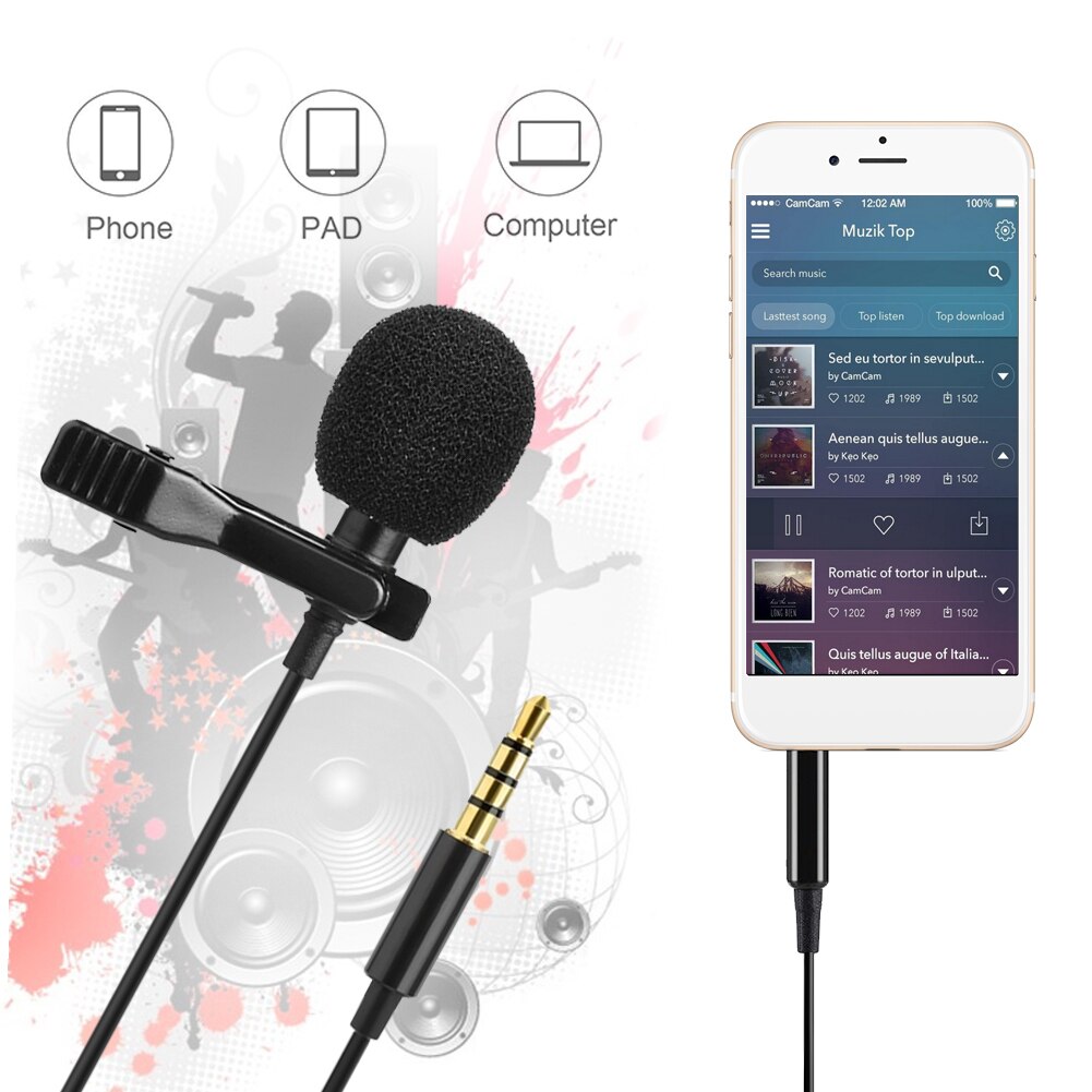 Mini Professionals Jack Clip-on Tie Collar Microphone 3.5mm Jack Plug Mic Stereo Mini Wired External Microphone for PC Phones