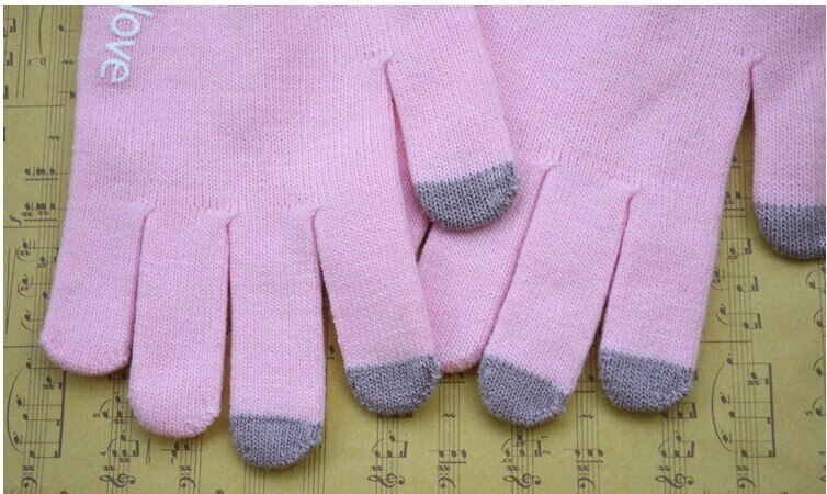 2 pares de guantes rosas Unisex, coloridos guantes táctiles para teléfono móvil, guantes de invierno para hombres y mujeres, guantes cálidos negros para Smartphone, guante de conducción