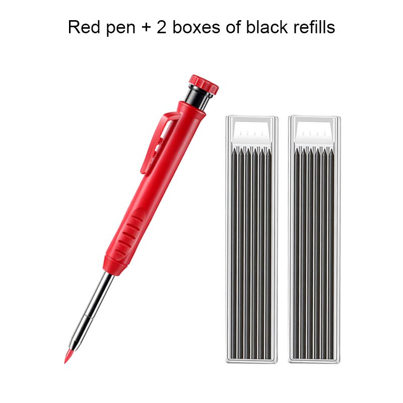 Solid Carpenter Pencil Set Built-in Sharpener with 6 Refill Leads Mechanical Pencil Marking Tool Kit for Woodworking Architect: Yellow