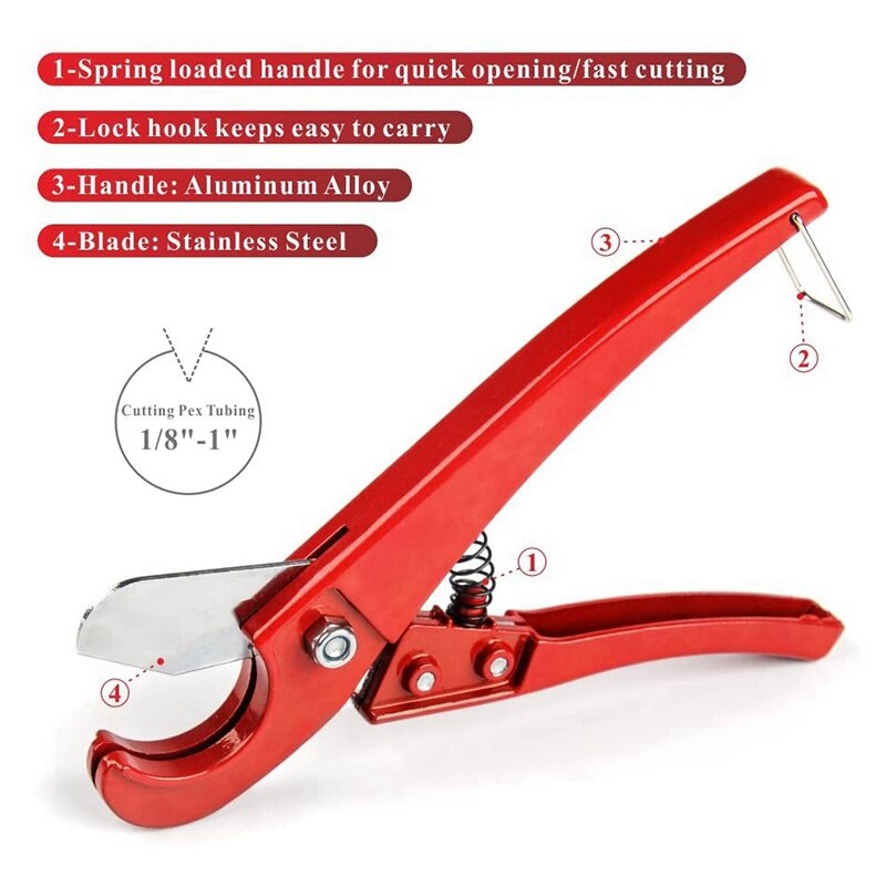 Le coupe-tube pex est utilisé pour couper des tuyaux pex de 1/8-1 pouces, pas des tuyaux en pvc.